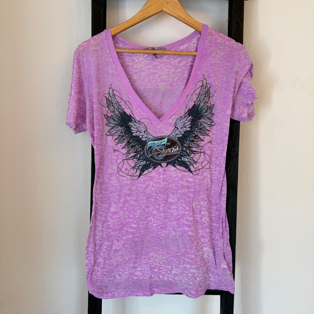 Hot‎ Leathers Sturgis Motorcycle Rally 75th Anniversary V Neck T Shirt XL